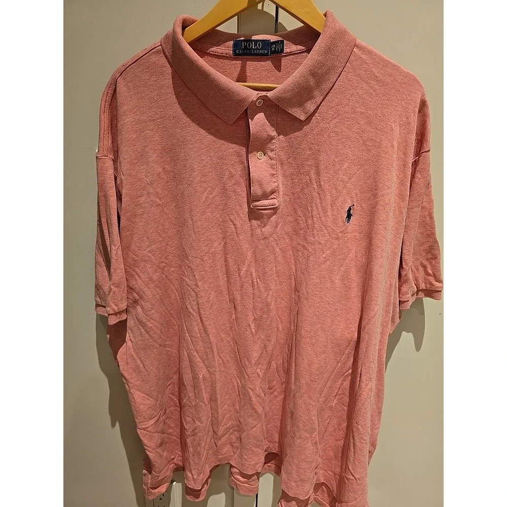 Polo Ralph‎ Lauren Men's Polo Short Sleeve Coral/Salmon Cotton Golf Shirt, 3XB